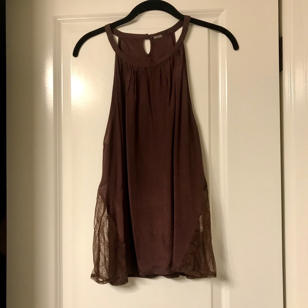 Chan Luu viscose top with lace panels